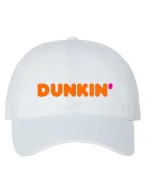 White Dunkin Cap with Orange Logo